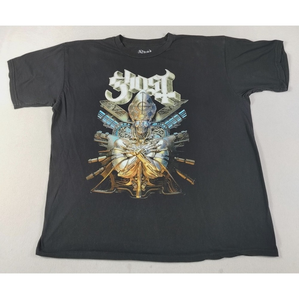 Ghost Shirt Mens 2XL Black Cyborg Pope Graphic Tee Band‎ Metal Rock Artwork